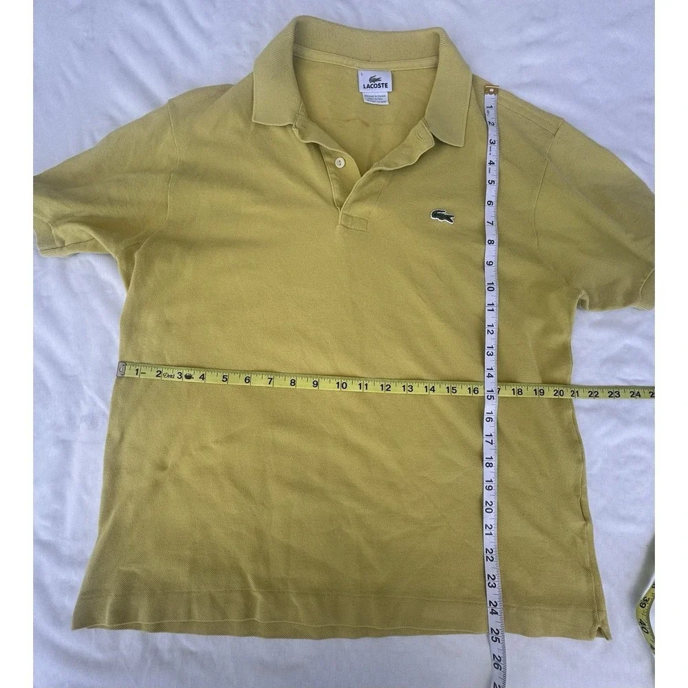 Lacoste Classic Pique Polo Women's 5 M Mustard Yellow Short Sleeve Croc Logo - Picture 5 of 6